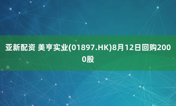 亚新配资 美亨实业(01897.HK)8月12日回购2000股